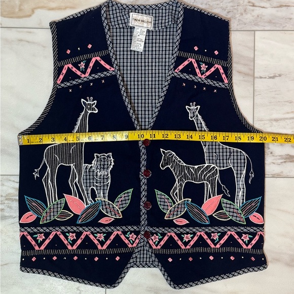 Vintage Napa Valley Safari Animal Vest Size M Embroidered Giraffe Zebra Tiger - Picture 4 of 6